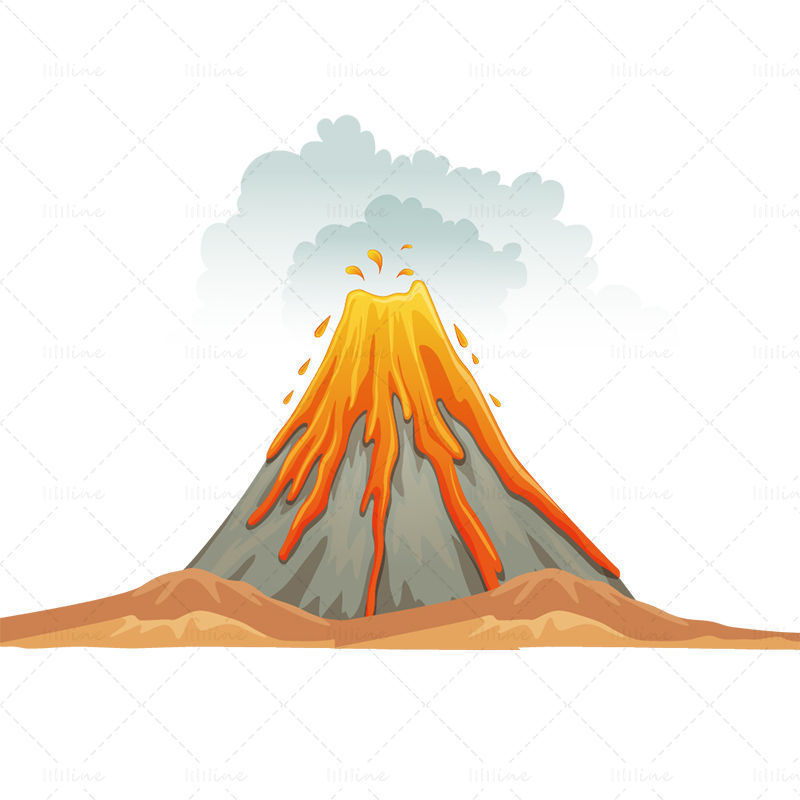 Eruzione del vulcano vettoriale ai