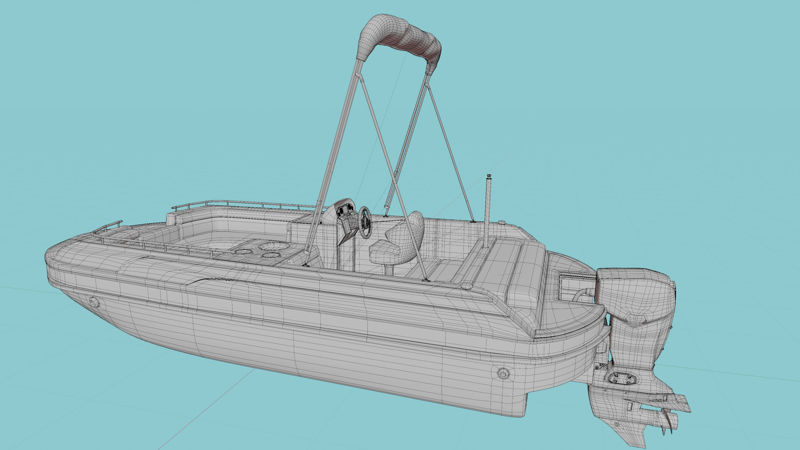 Modello 3d della barca sul ponte