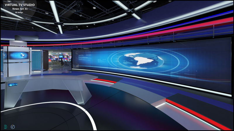 Virtual TV Studio News Set 3d model 31