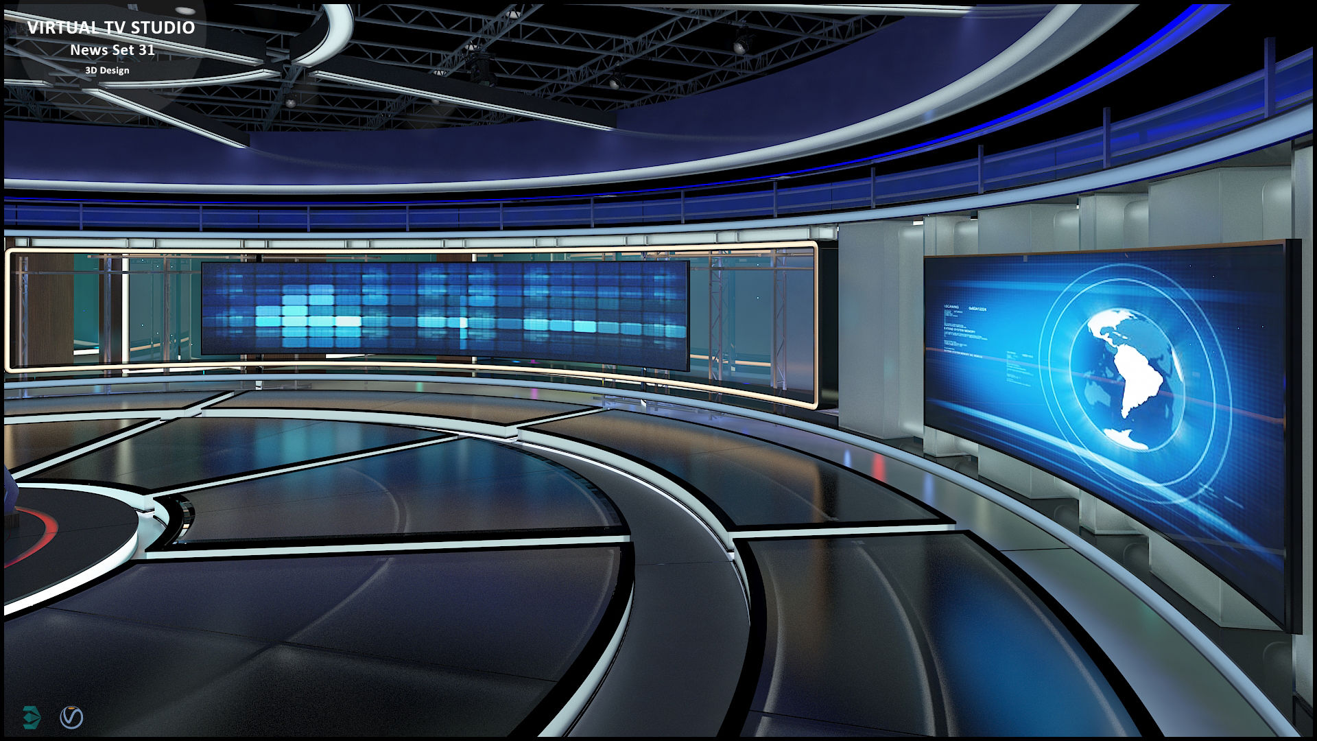 Virtual TV Studio News Set 3d model