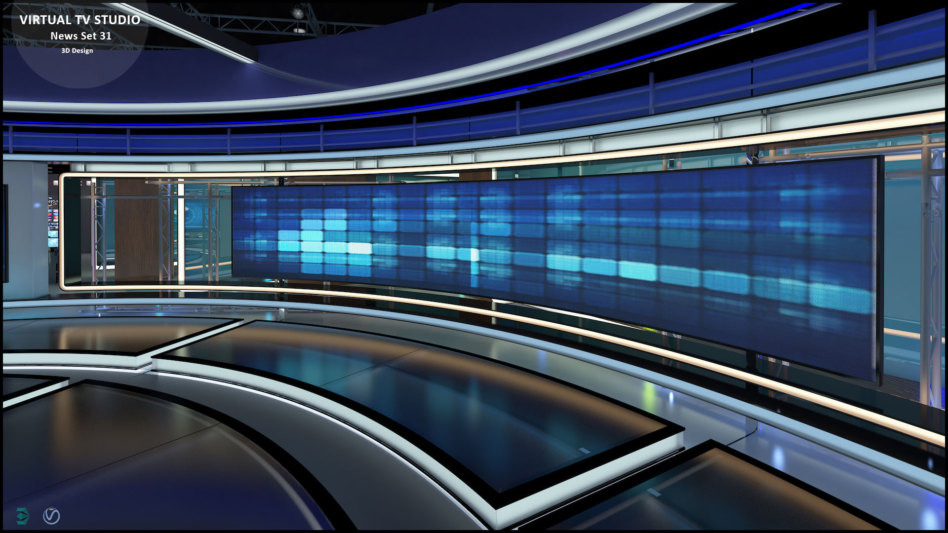 Virtual TV Studio News Set 3d model