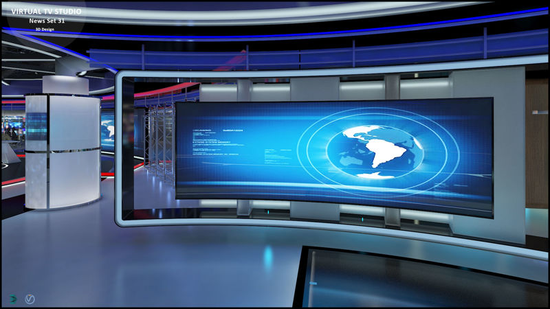 Virtual TV Studio Nieuws Set 3D-model 31