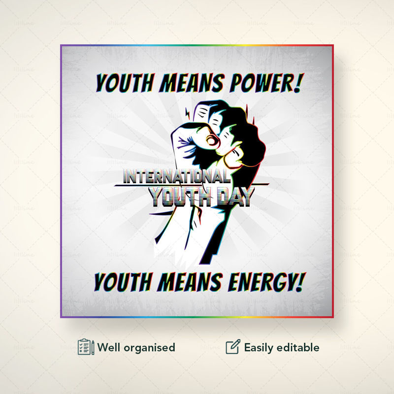 Шаблон за банер на Международния ден на младежта Zazzy