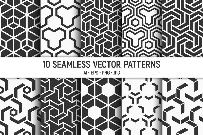 10 бесшовных геометрических векторных узоров