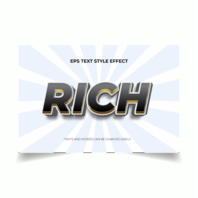 Efecto de estilo de texto editable 3d negro de lujo rico