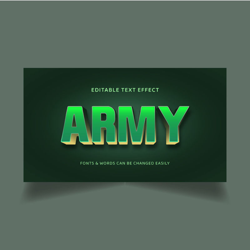 Efect de text 3D modificabil verde și auriu armat