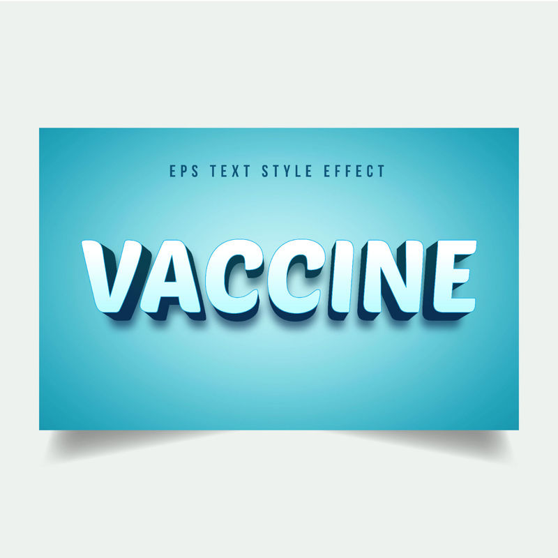 ワクチンの白と青の編集可能なテキスト効果