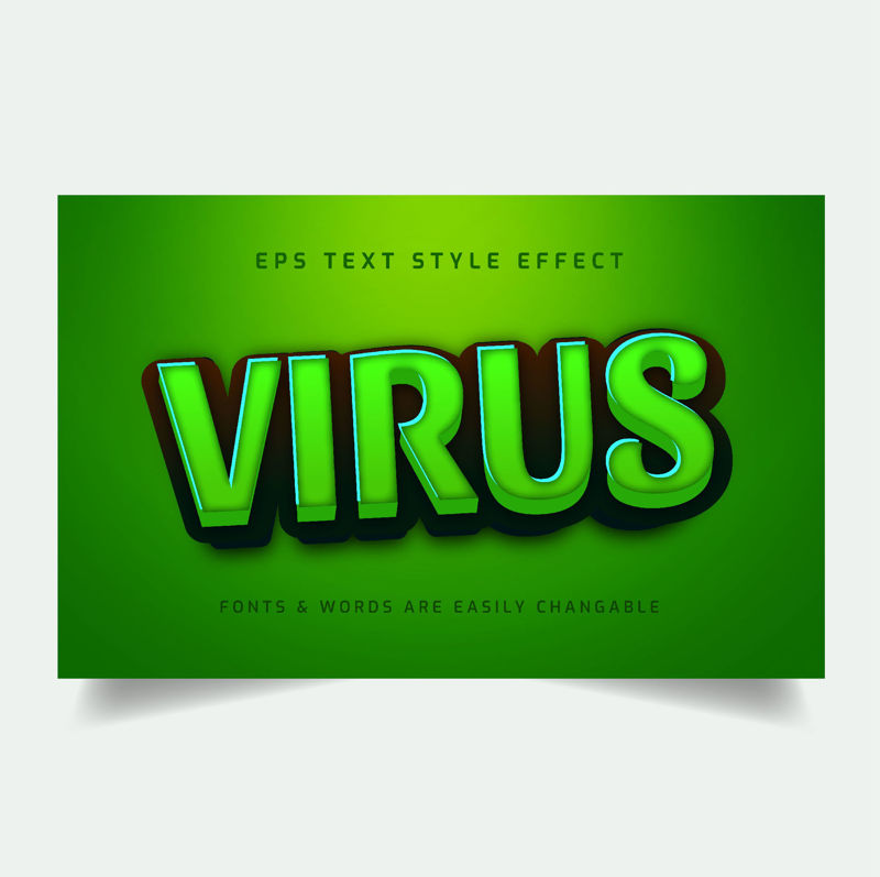 Infecție cu virus 3D efect de stil text modificabil