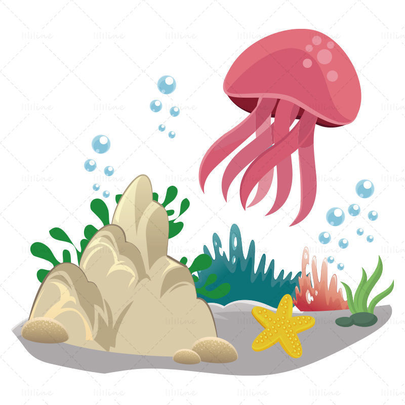 Vector de medusas del mundo submarino