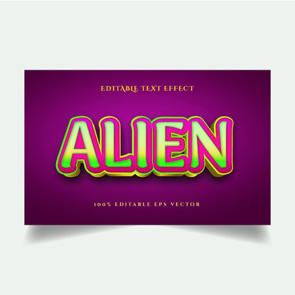 Stil de animație multi-culoare extraterestru efect de text editabil 3d