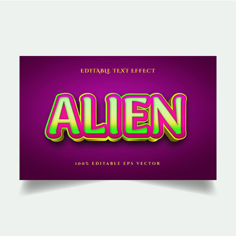 Stil de animație multi-culoare extraterestru efect de text editabil 3d