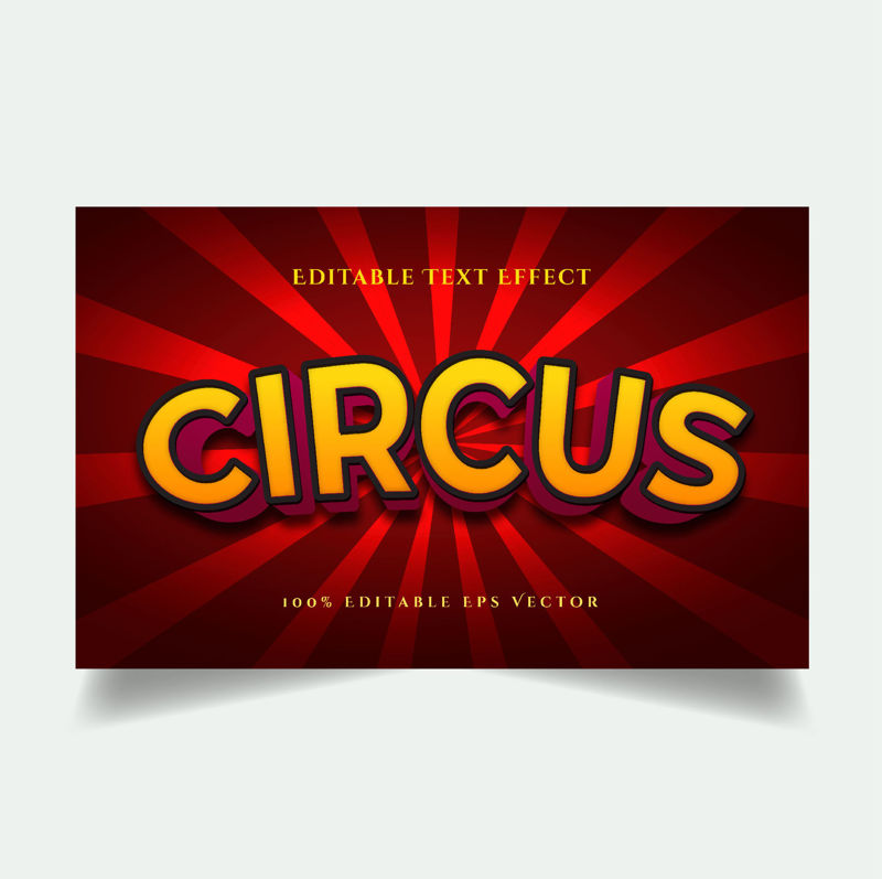 Cirkus slavnostní 3D styl upravitelný vektorový textový efekt