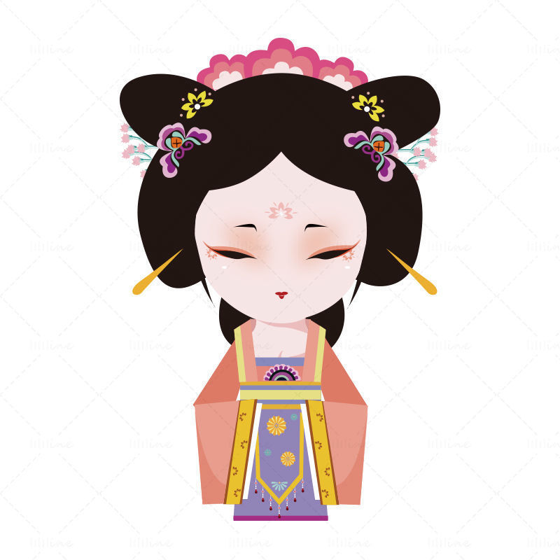 Bellezza in costume giapponese in stile cinese