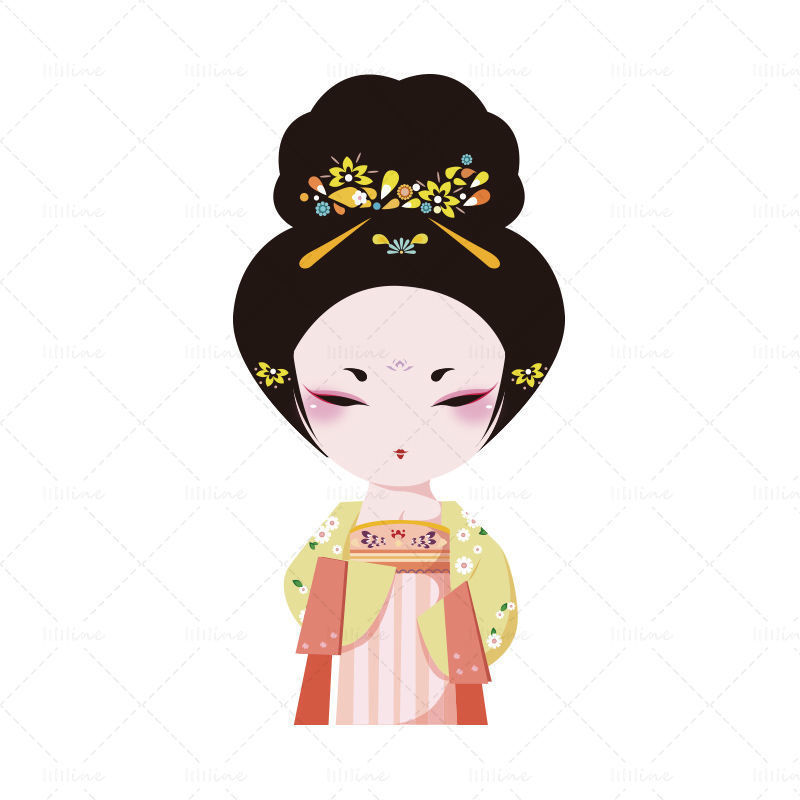 Вектор традиционной китайской древней женщины
