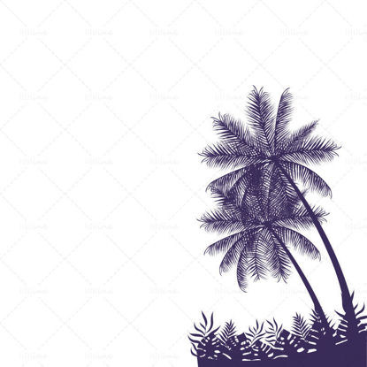 Векторный силуэт кокосовой пальмы на берегу моря