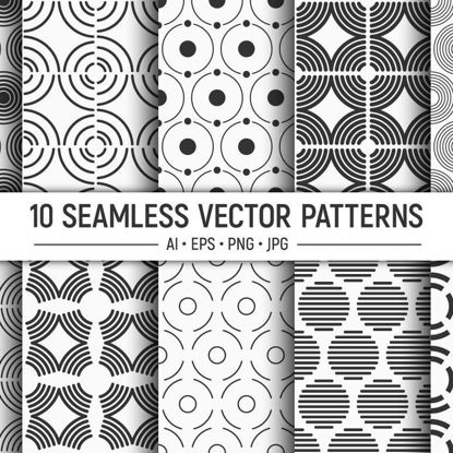 10 patrones de vector de círculos sin costura