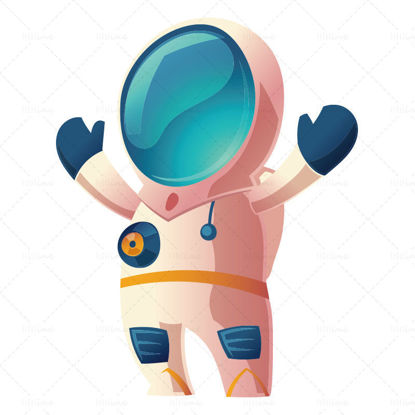 Astronauta animando con las manos abiertas