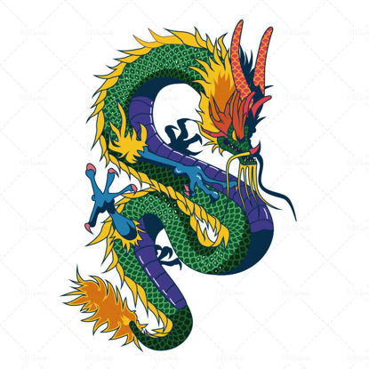 Dragon chinois dessiné à la main de vecteur