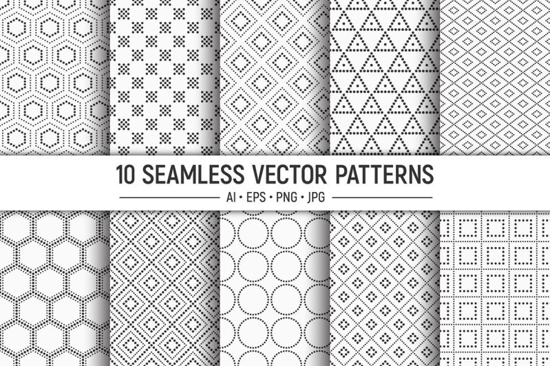 10 patrones de vector geométrico punteado sin costura