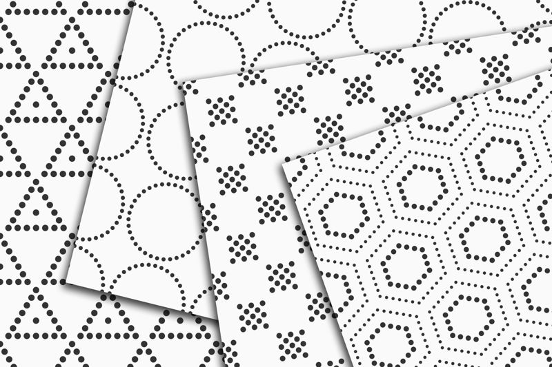 10 безшовни пунктирани геометрични векторни шарки