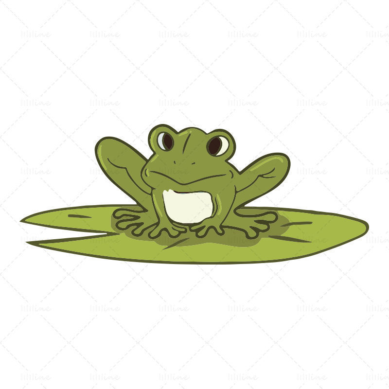 Vektor kreslené žába na lotosovém listu