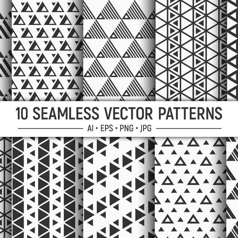 10 Seamless Vector Triangles Patterns 7045