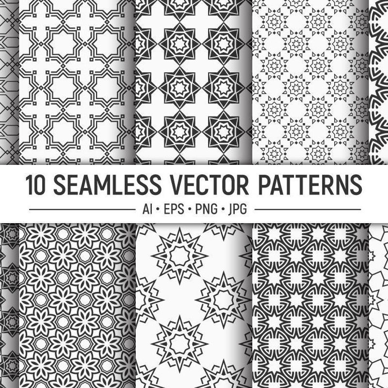 10 motifs vectoriels géométriques orientaux sans soudure