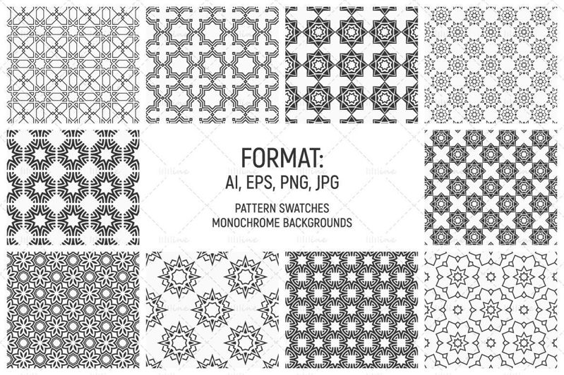 10 seamless oriental geometric vector patterns