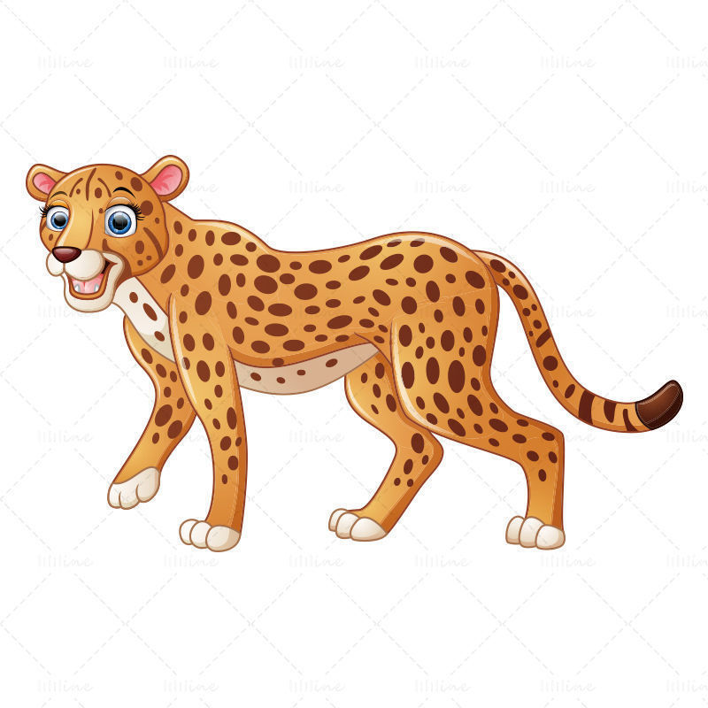 vector Leopard in cartoon zoo