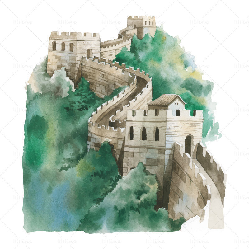 vector Hand drawn style great wall of china