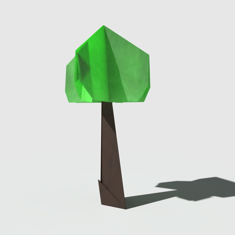 اوريغامي كارتون شجرة نموذج 3D