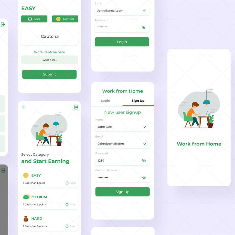 Work from Home Earning App UIUX