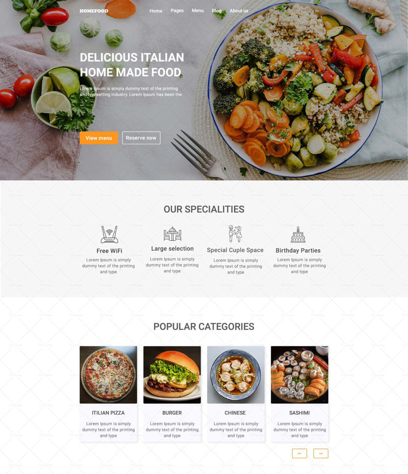 Proiectare pagină de destinație pentru restaurant