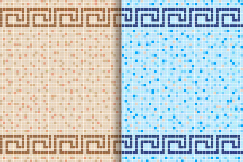 10 керамических плиток мозаики бесшовные векторные узоры