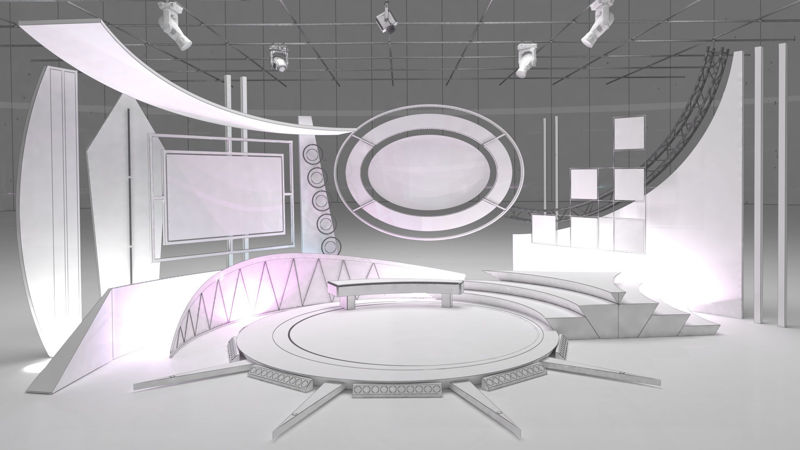 Virtual TV Studio Talkshow Scene 3D-model