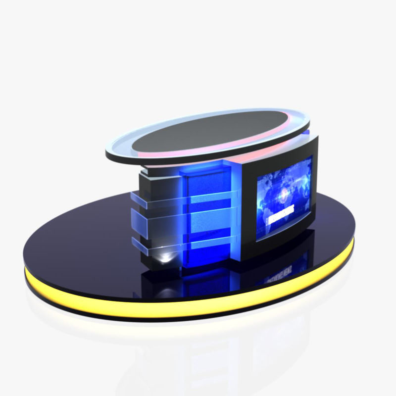 Round TV Studio News Desk 3D Design
