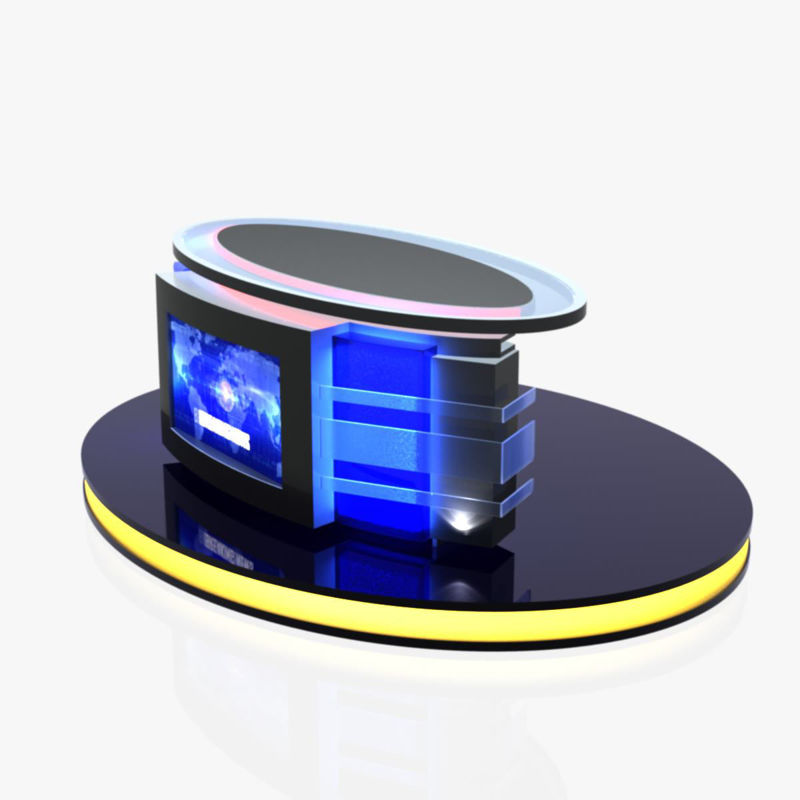 Round TV Studio News Desk 3D Design
