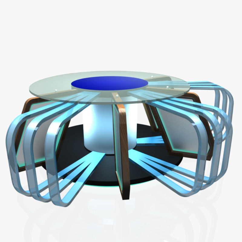 TV -stúdió kerek üveghírek íróasztal 3D -s modell