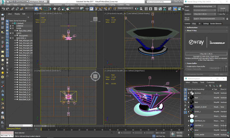 TV Studio Glass News Desk 3D-model