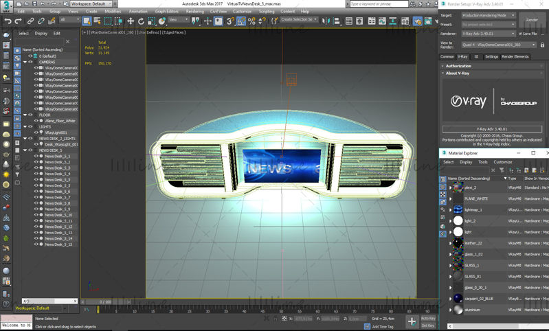 TV Studio News Desk 3D-modelcollectie (12 stuks)