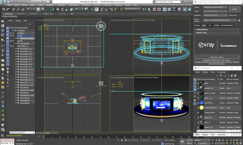 TV Studio News Desk 3D modellgyűjtemény (12 db)