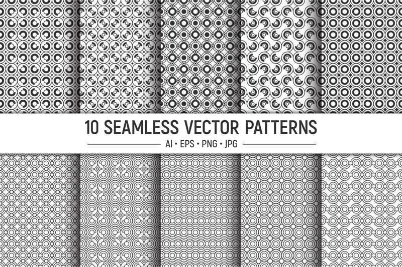 10 circles seamless patterns