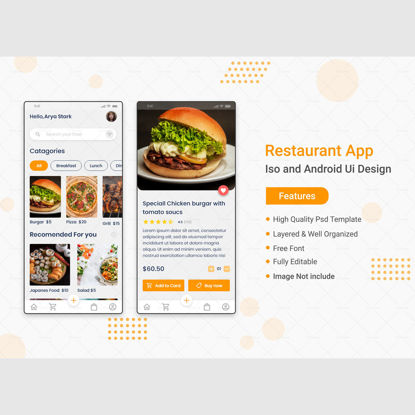 Șablon PSD pentru designul aplicației pentru restaurante