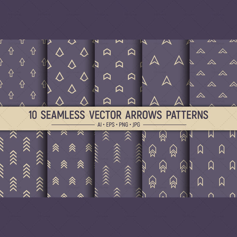 10 seamless geometric arrows vector patterns