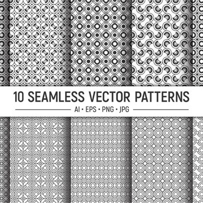 10 circles seamless patterns