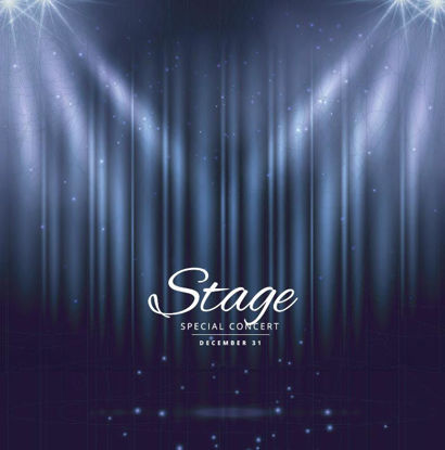 Stage lights and curtain spotlight vector