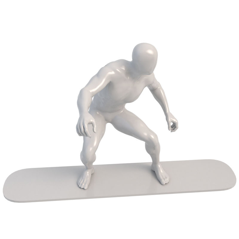 Surfing male mannequin surfer 3d print model