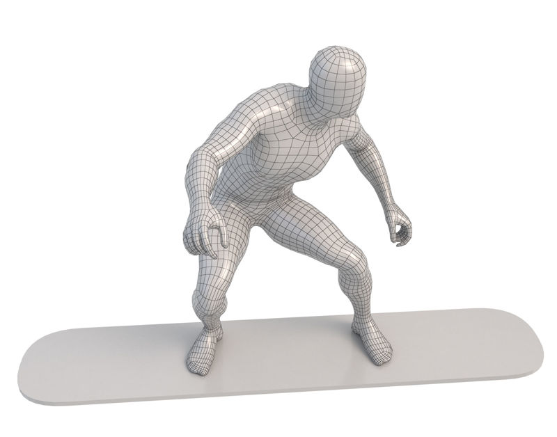 Modelo de impressão em 3D do surfista manequim masculino surf
