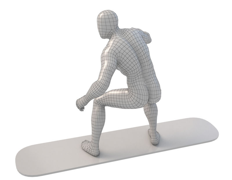 Modelo de impressão em 3D do surfista manequim masculino surf