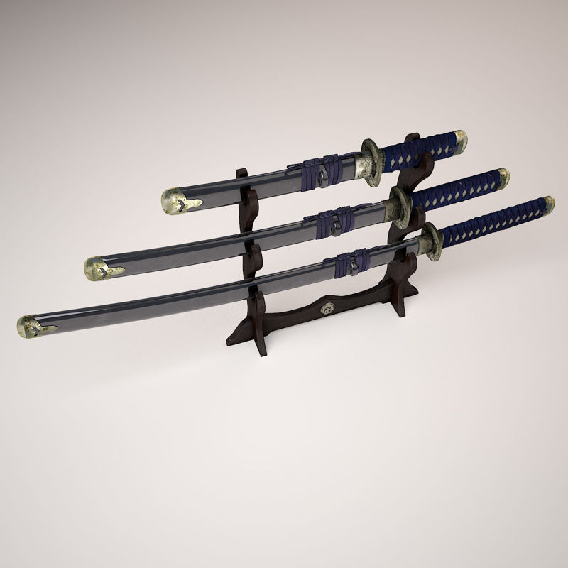 مدل ژاپنی کاتانا و شمشیر دار 3D